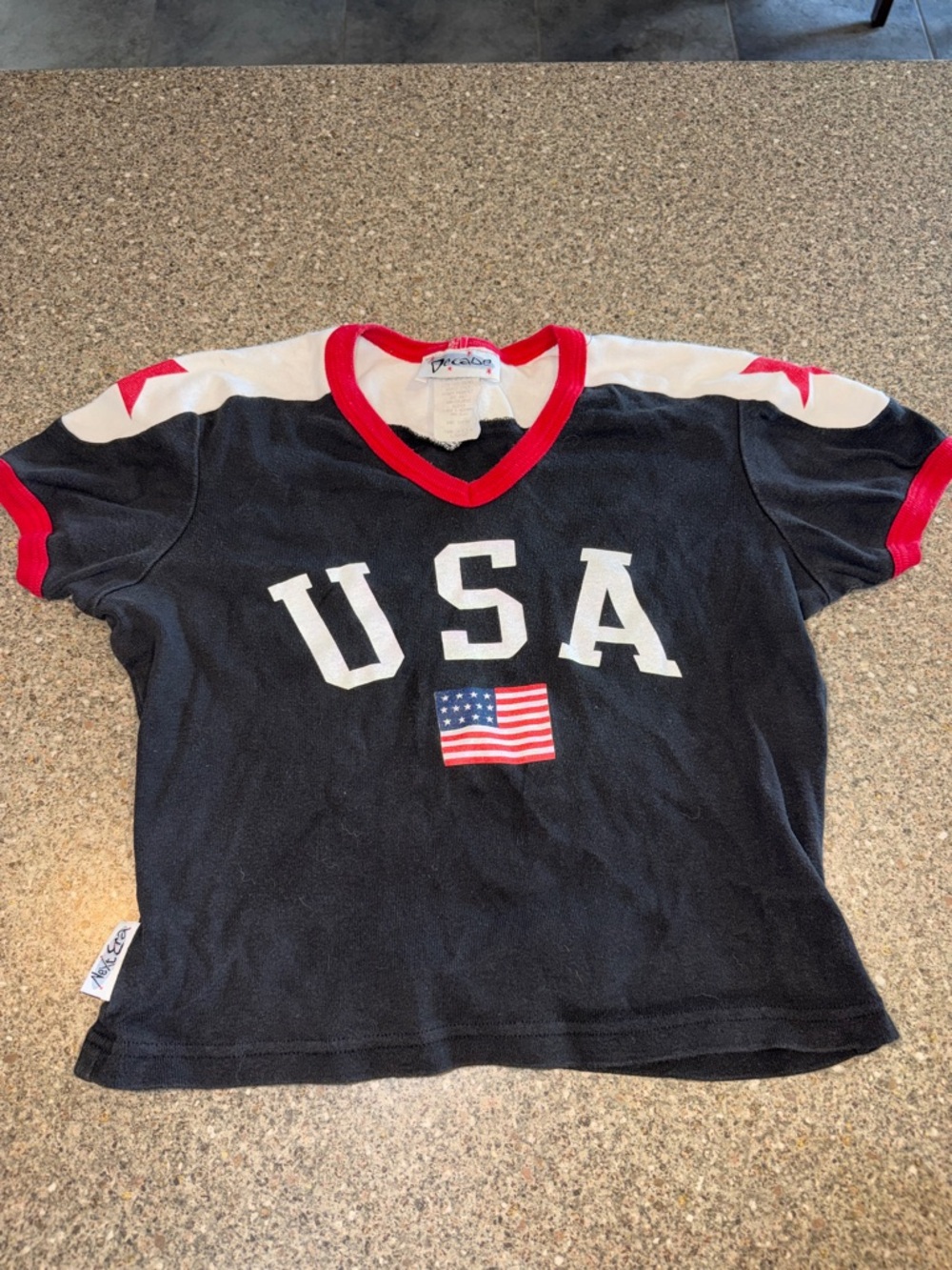 Vintage 90s Next Era Black Babydoll Tee with USA Graphic